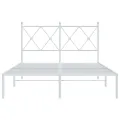 Cadre de lit métal sans matelas et tête de lit blanc 120x190 cm