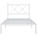 Cadre de lit métal sans matelas avec tête de lit blanc 90x190cm