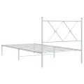 Cadre de lit métal sans matelas avec tête de lit blanc 90x190cm