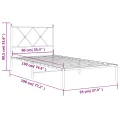 Cadre de lit métal sans matelas avec tête de lit blanc 90x190cm