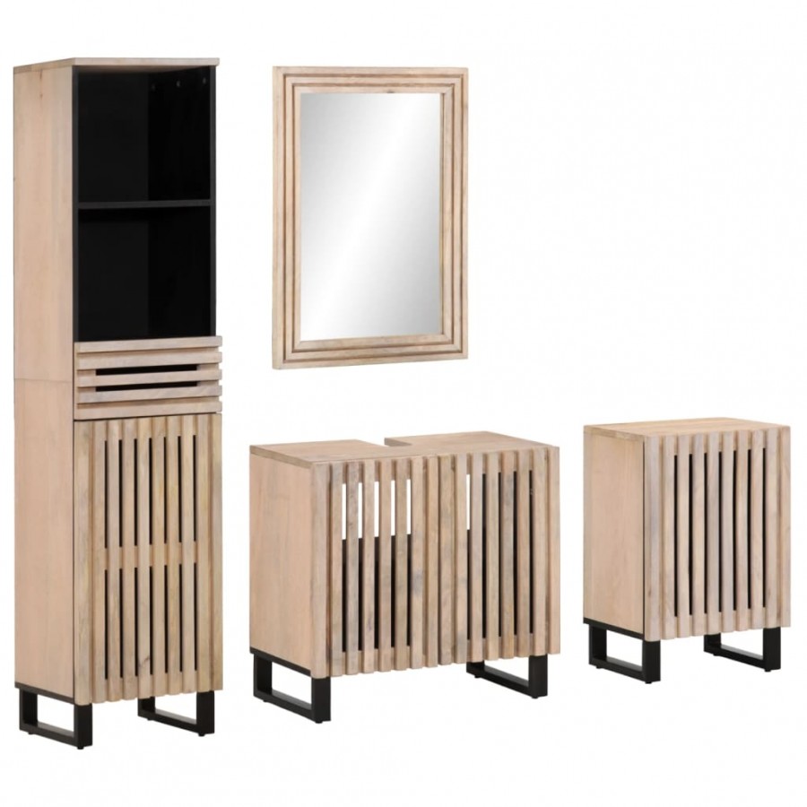 Ensemble de meubles de salle de bain 4 pcs bois manguier massif