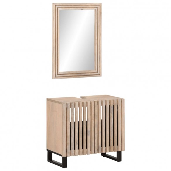 Ensemble de meubles salle de bain 2 pcs bois de manguier massif