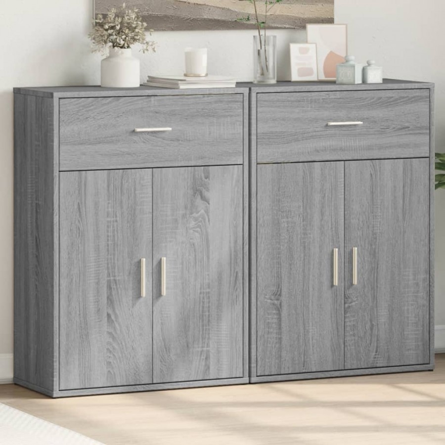 Buffets 2 pcs sonoma gris 60x30x84 cm bois d'ingénierie