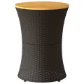 Table d'appoint de jardin forme tambour noir rotin bois massif