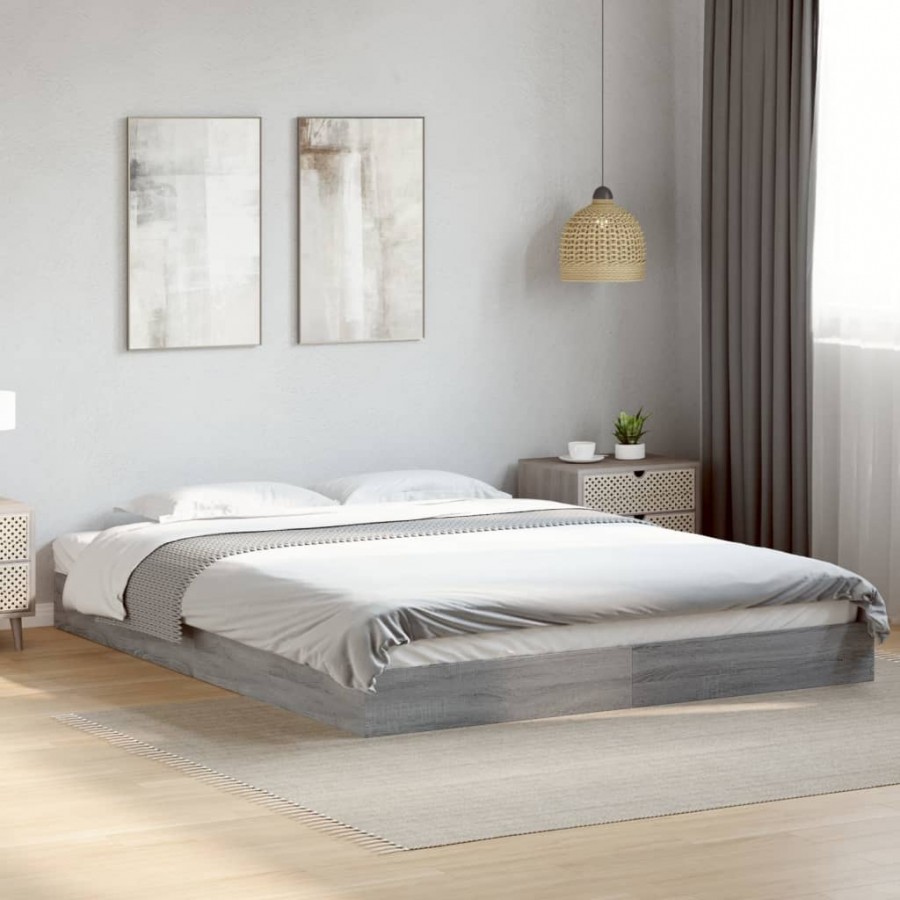 Cadre de lit sans matelas sonoma gris 150x200 cm