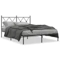 Cadre de lit métal sans matelas avec tête de lit noir 140x200cm
