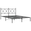 Cadre de lit métal sans matelas avec tête de lit noir 140x200cm