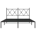 Cadre de lit métal sans matelas avec tête de lit noir 140x200cm