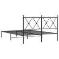 Cadre de lit métal sans matelas avec tête de lit noir 140x200cm