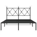 Cadre de lit métal sans matelas avec tête de lit noir 120x190cm