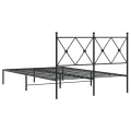 Cadre de lit métal sans matelas avec tête de lit noir 120x190cm