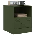 Tables de chevet 2 pcs vert olive 34,5x39x44 cm acier