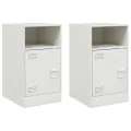 Tables de chevet 2 pcs blanc 34,5x39x62 cm acier