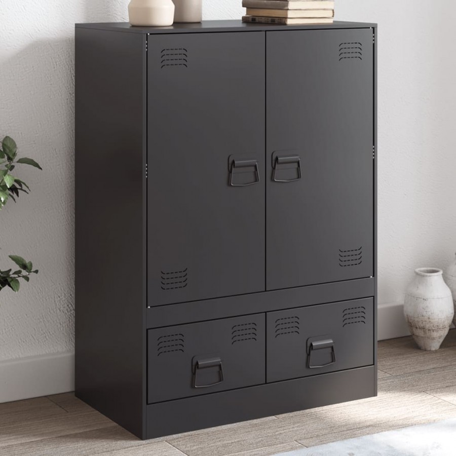 Buffet haut noir 67x39x95 cm acier