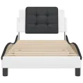 Cadre de lit sans matelas blanc et noir 90x200 cm similicuir