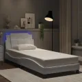 Cadre de lit avec LED sans matelas blanc 100x200 cm