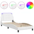 Cadre de lit avec LED sans matelas blanc 100x200 cm