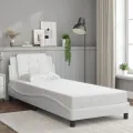 Cadre de lit avec LED sans matelas blanc 100x200 cm