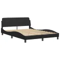Lit avec matelas noir 140x190 cm similicuir