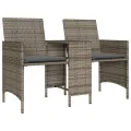 Canapé de jardin 2 places avec table et tabourets gris rotin