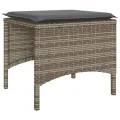 Canapé de jardin 2 places avec table et tabourets gris rotin