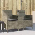 Canapé de jardin 2 places avec table et coussins résine tressée