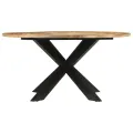 Table à dîner Ø150x76 cm bois de manguier massif brut