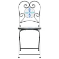 Chaises de bistro pliables lot de 2 bleu et blanc céramique