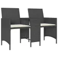 Canapé de jardin 2 places avec table et tabourets noir rotin