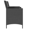 Canapé de jardin 2 places avec table et tabourets noir rotin