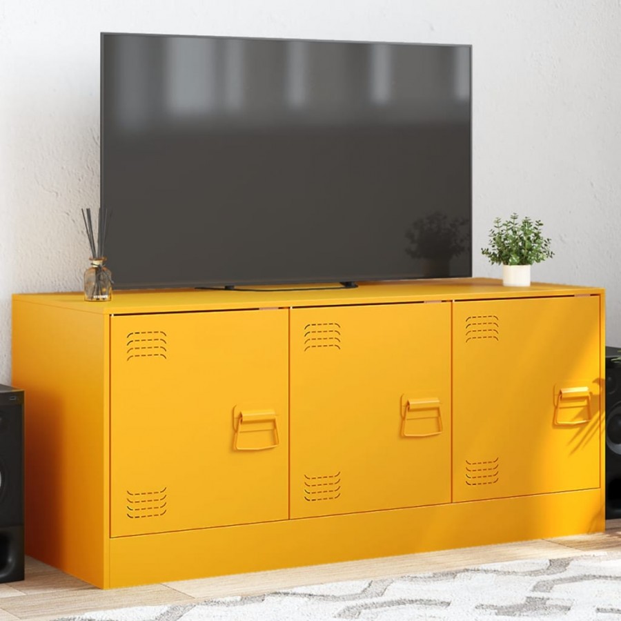 Meuble TV jaune moutarde 99x39x44 cm acier