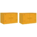 Meubles TV 2 pcs jaune moutarde 67x39x44 cm acier