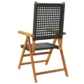 Chaises inclinables de jardin lot de 4 noir rotin bois massif
