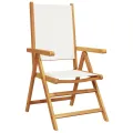 Chaises de jardin lot de 2 blanc crème bois acacia massif tissu