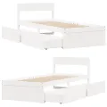 Cadre de lit sans matelas blanc 90x200 cm bois de pin massif