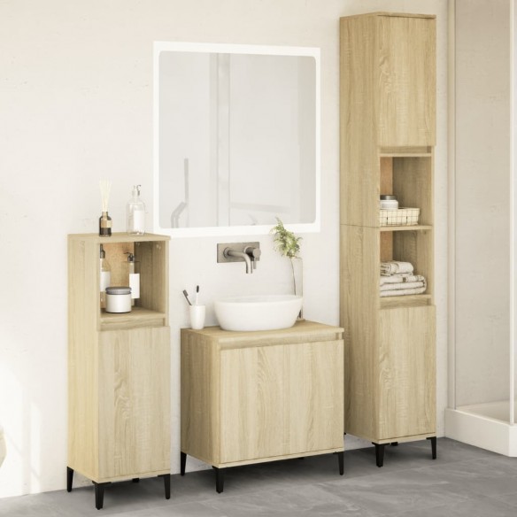 Ensemble de meubles de salle de bain 3 pcs chêne sonoma