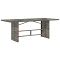 Table de jardin avec dessus en verre gris résine tressée