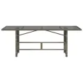 Table de jardin avec dessus en verre gris résine tressée