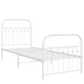 Cadre de lit métal sans matelas avec pied de lit blanc 80x200cm