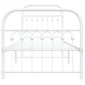Cadre de lit métal sans matelas avec pied de lit blanc 80x200cm