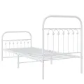 Cadre de lit métal sans matelas avec pied de lit blanc 80x200cm