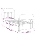Cadre de lit métal sans matelas avec pied de lit blanc 80x200cm