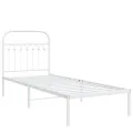 Cadre de lit métal sans matelas avec tête de lit blanc 75x190cm