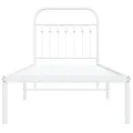 Cadre de lit métal sans matelas avec tête de lit blanc 75x190cm