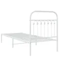 Cadre de lit métal sans matelas avec tête de lit blanc 75x190cm