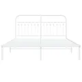 Cadre de lit métal sans matelas et tête de lit blanc 150x200 cm