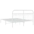 Cadre de lit métal sans matelas et tête de lit blanc 150x200 cm