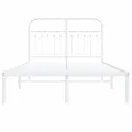 Cadre de lit métal sans matelas et tête de lit blanc 120x200 cm