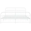 Cadre de lit métal sans matelas et pied de lit blanc 183x213 cm