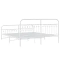 Cadre de lit métal sans matelas et pied de lit blanc 183x213 cm